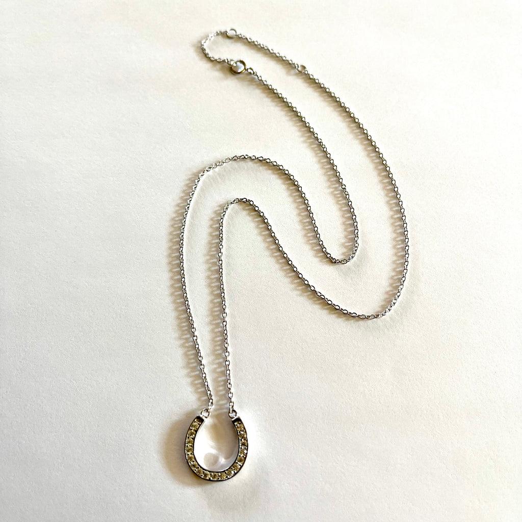 Pave-Set Simulated Horseshoe Necklace