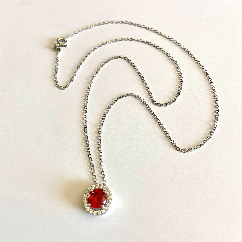 Red Quartz Silver Necklace