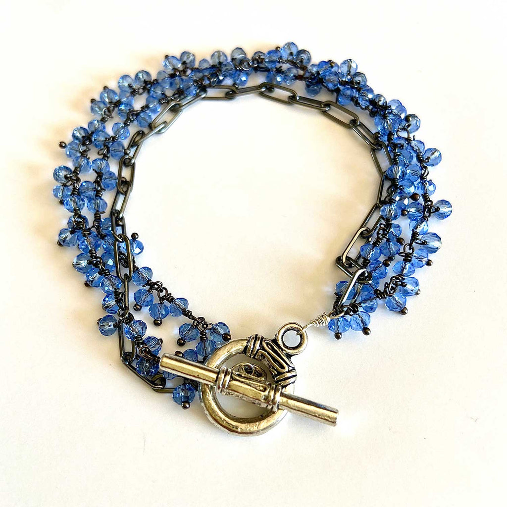 Blue Quartz Oxidized Silver Bracelet
