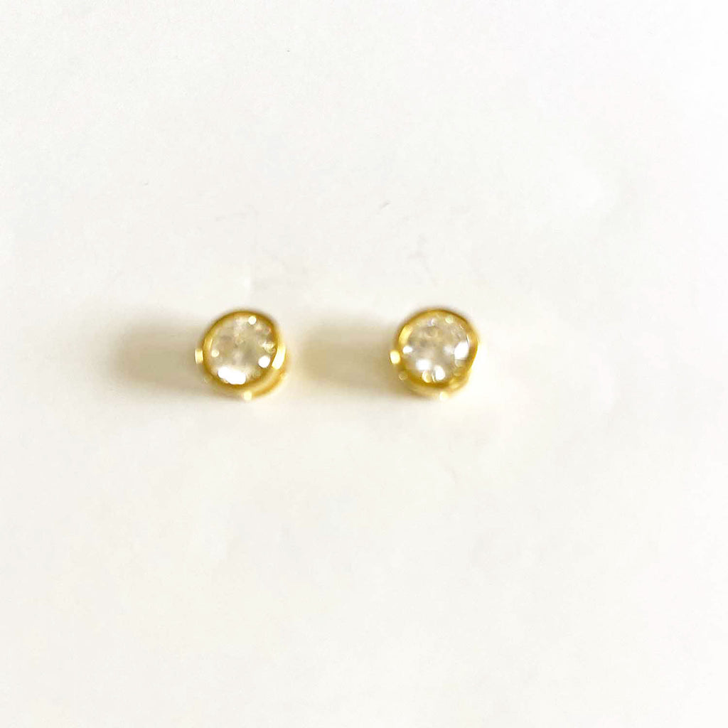 Simulated Diamonds and Gold Earrings