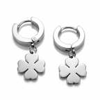 Celtic Inspired Four Leaf Clover Charm Hoop Earrings