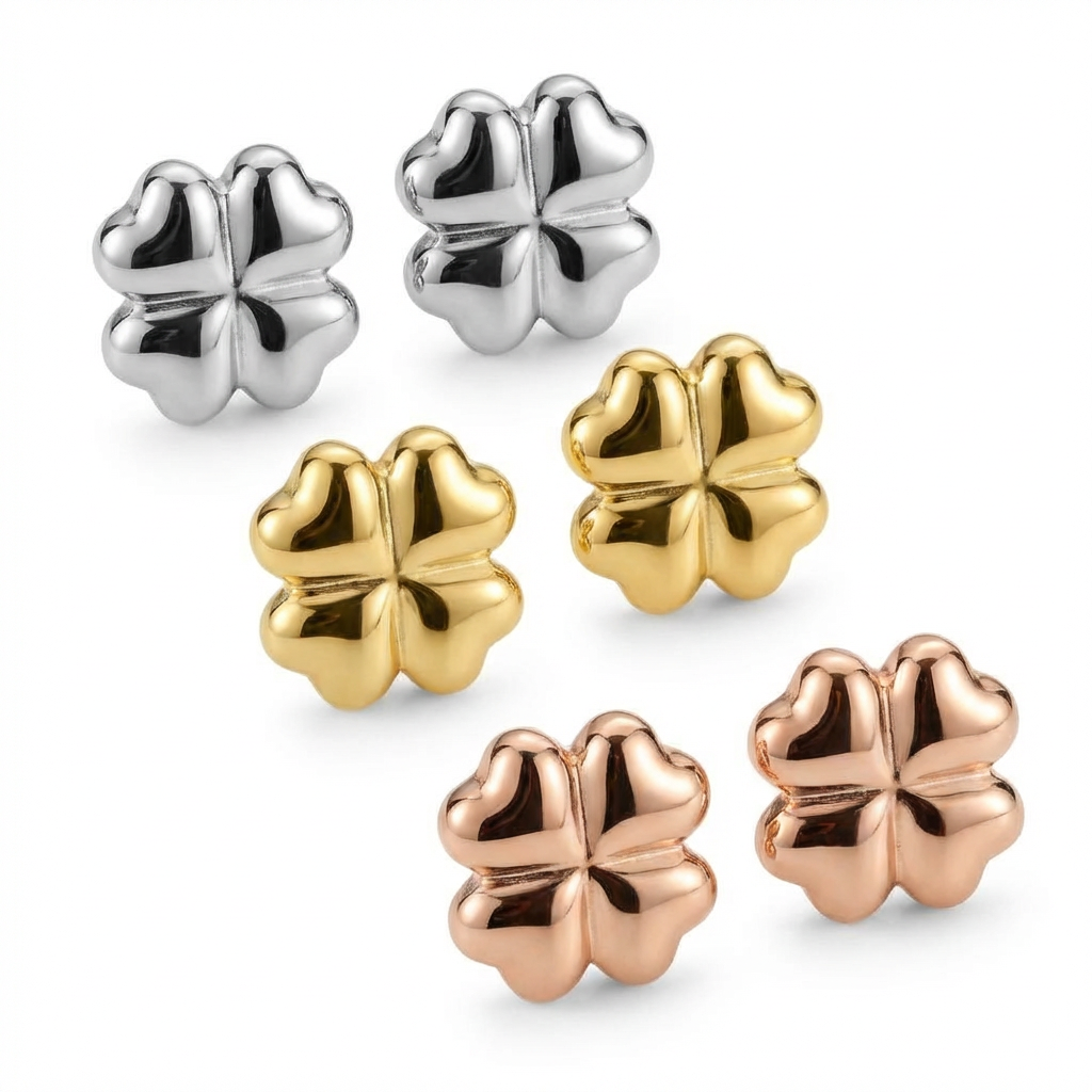 Celtic Four Leaf Clover Post Earrings