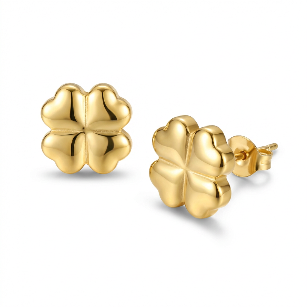 Celtic Four Leaf Clover Post Earrings