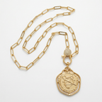 Equestrian Medallion Pavé Link Necklace