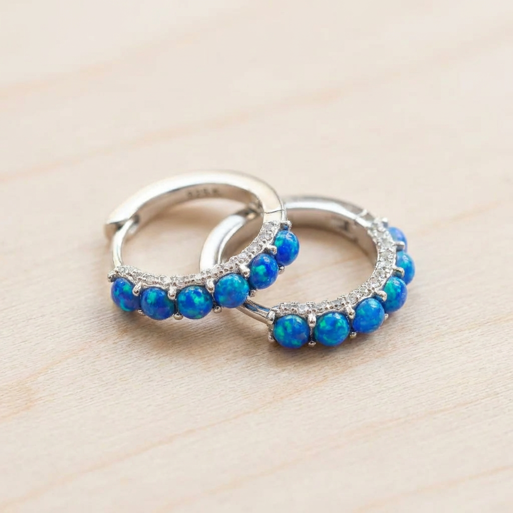 Opal Hoop Earrings