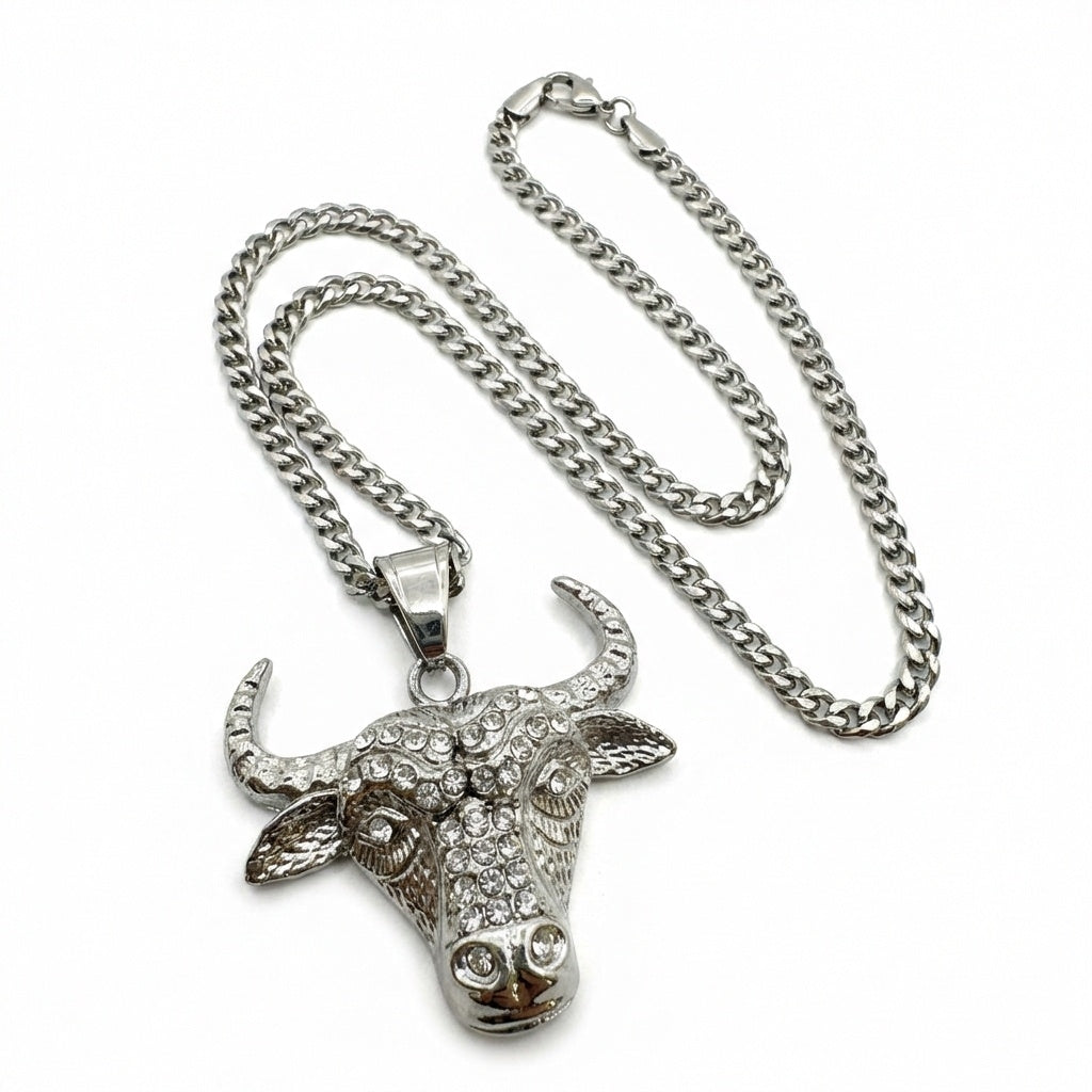 Longhorn Bull Crystal Necklace