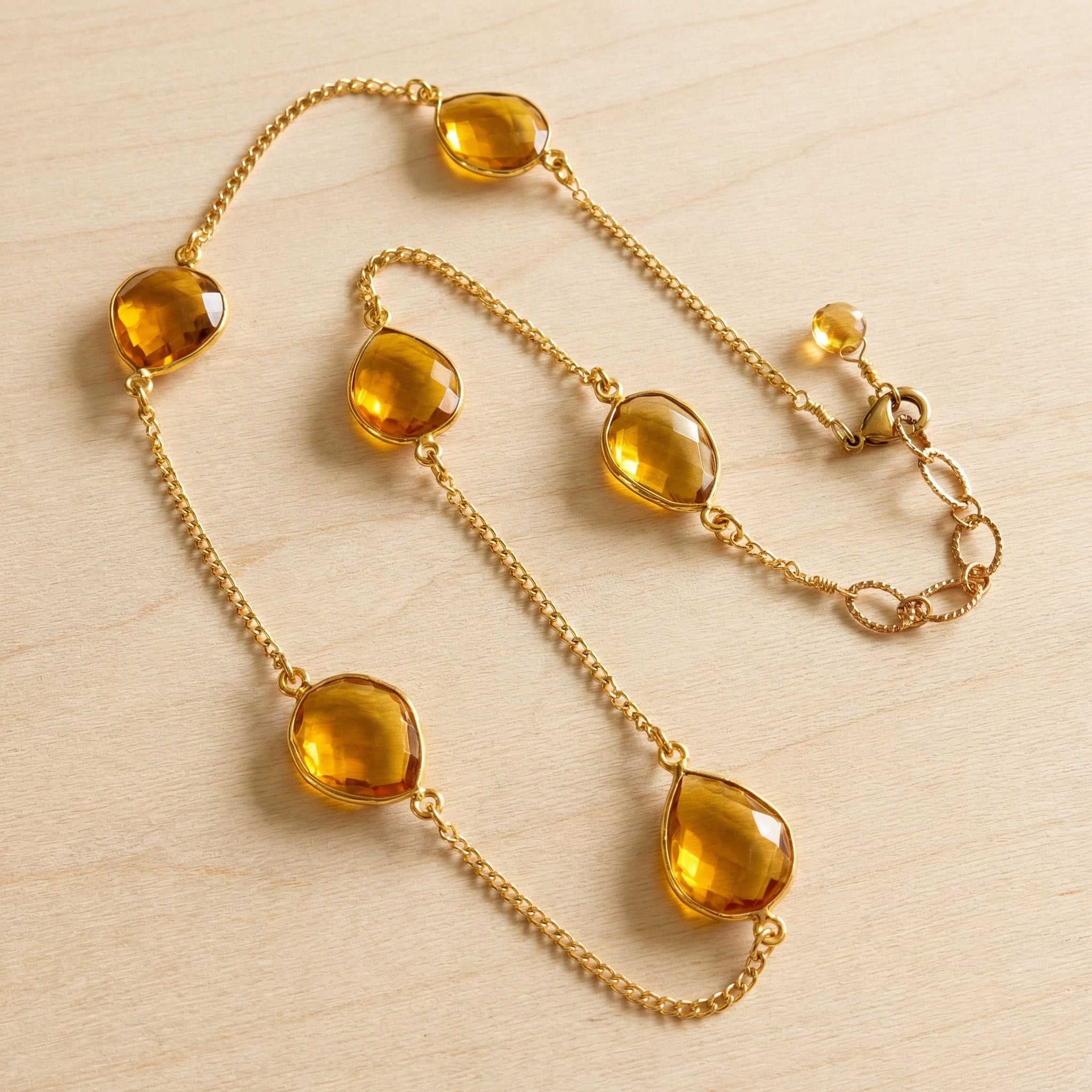 Sundrop Citrine Station Necklace