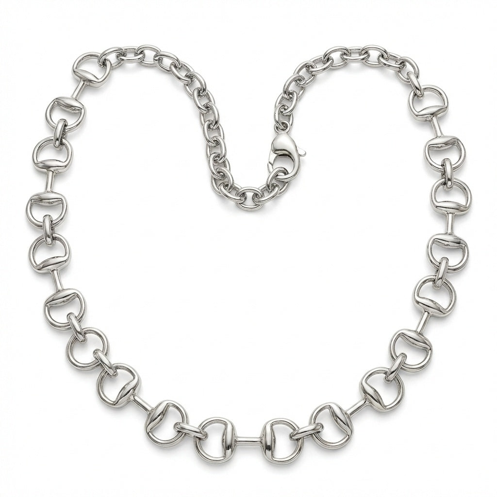 Equestrian Stirrup Link Necklace - Silver