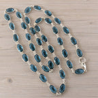 Abyss One of a Kind Faceted London Blue Topaz Bezel Station Necklace