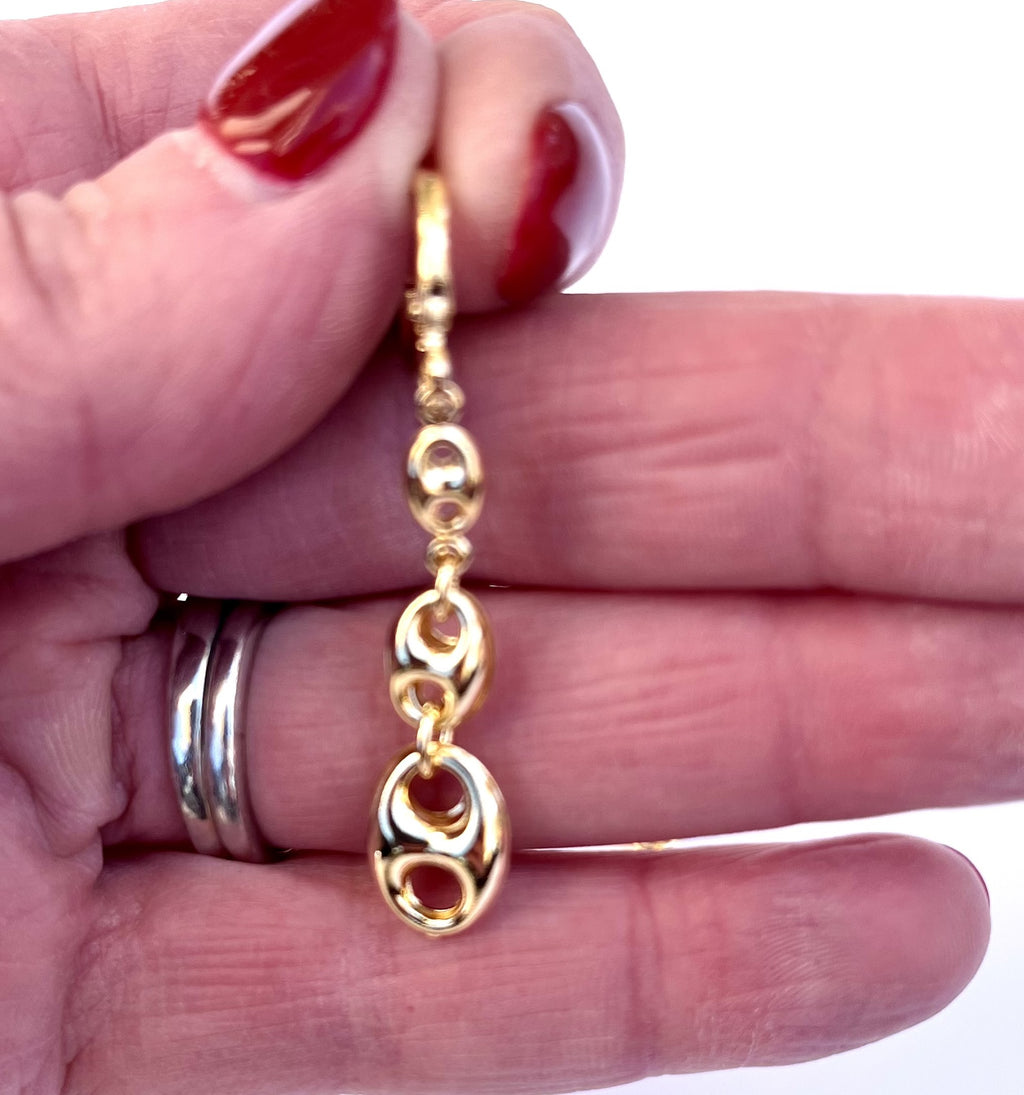 Capri Puffed Mariner Link Dangle Earrings
