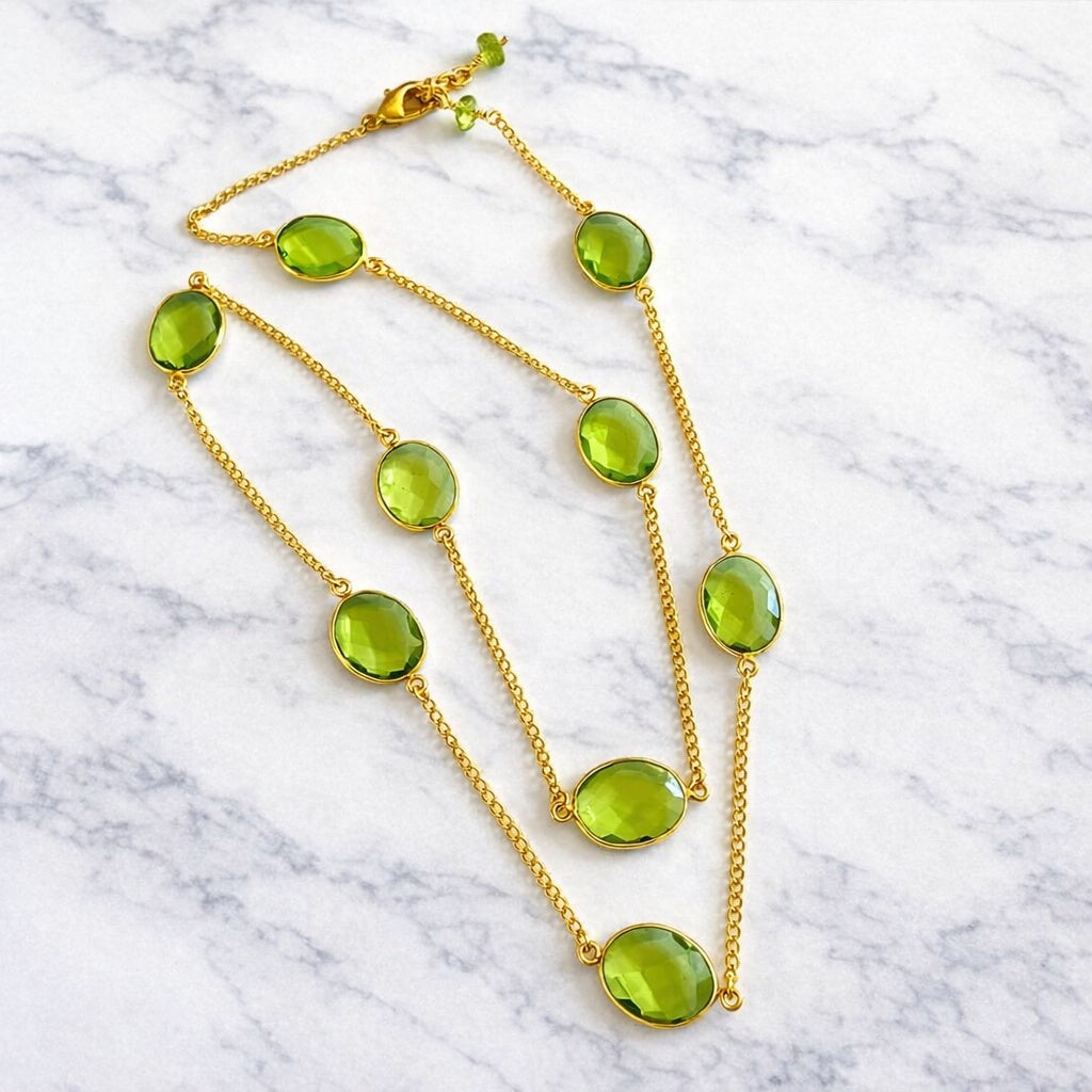 Peridot Garden Gold Vermeil Station Necklace