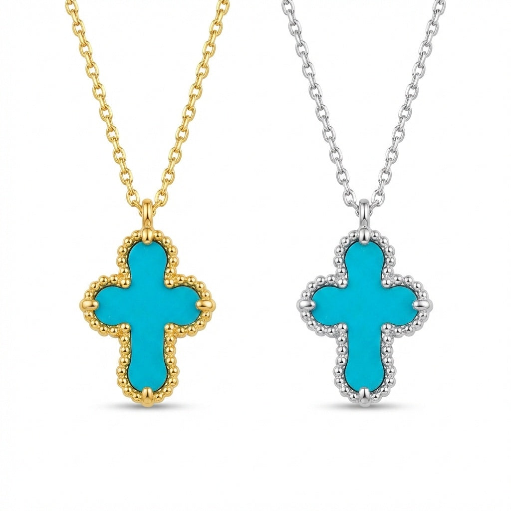 Divine Elegance Turquoise Cross Necklace