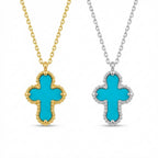 Divine Elegance Turquoise Cross Necklace