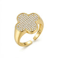 Clover Luxe Gold & Crystal Quatrefoil Adjustable Ring