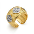 Golden Empress Textured Band Ring with Simulated Diamonds