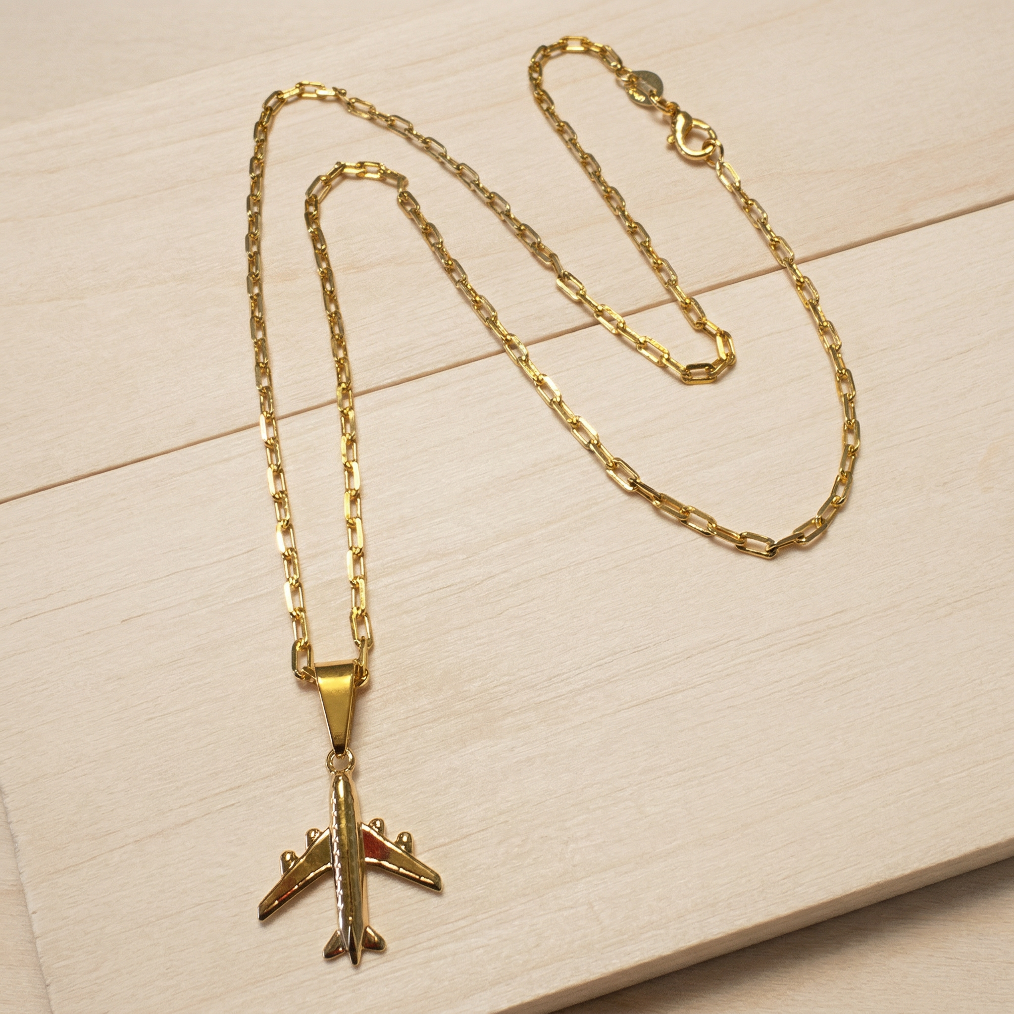 Jet Set Gold Filled Airplane Necklace