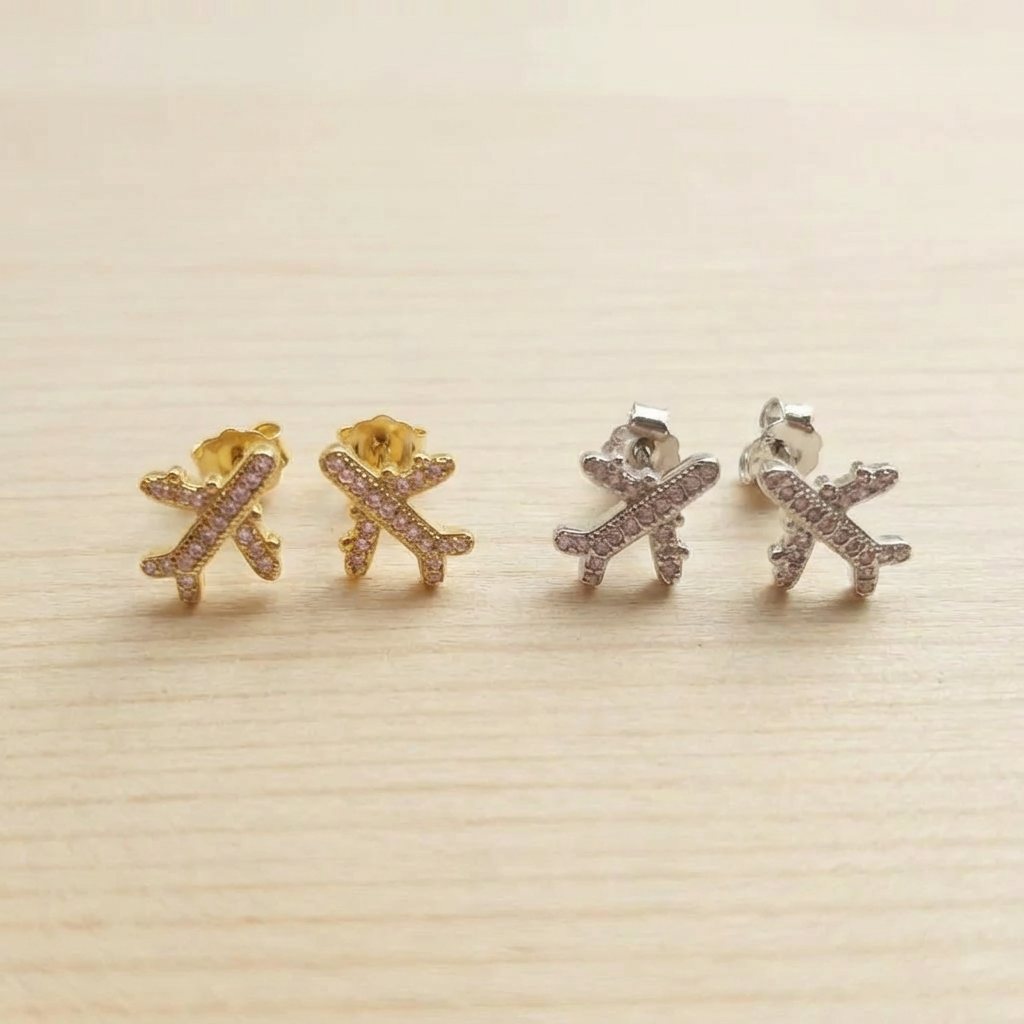 Jet Set Pave Airplane Stud Earrings