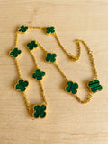 Alhambra Shaped Station Necklace | Quatrefoil Clover | 10 Gemstone Stations