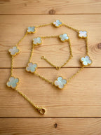 Alhambra Shaped Station Necklace | Quatrefoil Clover | 10 Gemstone Stations