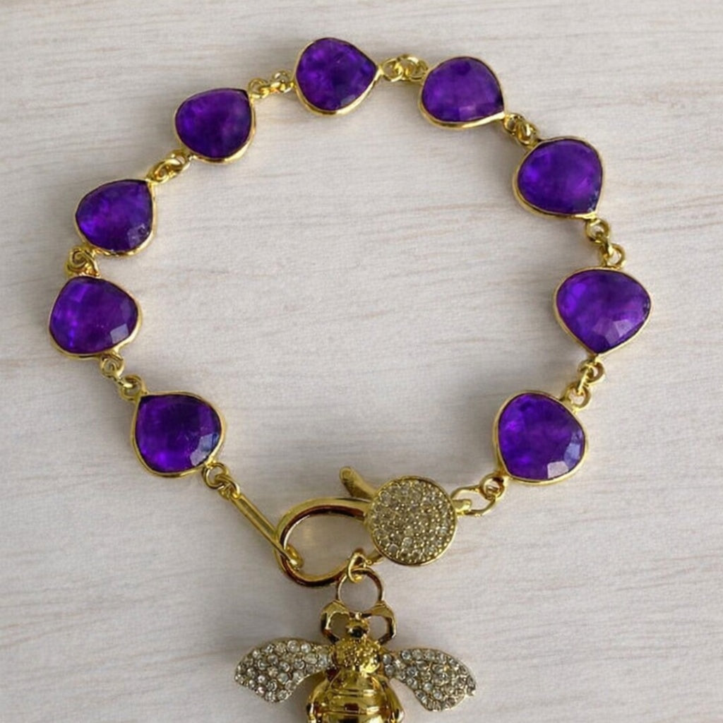 The "Queen Bee" Amethyst Station Bracelet