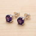 Violette Amethyst Solitaire Stud Earrings
