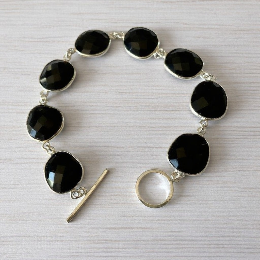 Midnight Facets Black Onyx Station Bracelet