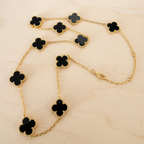 Alhambra Shaped Station Necklace | Quatrefoil Clover | 10 Gemstone Stations
