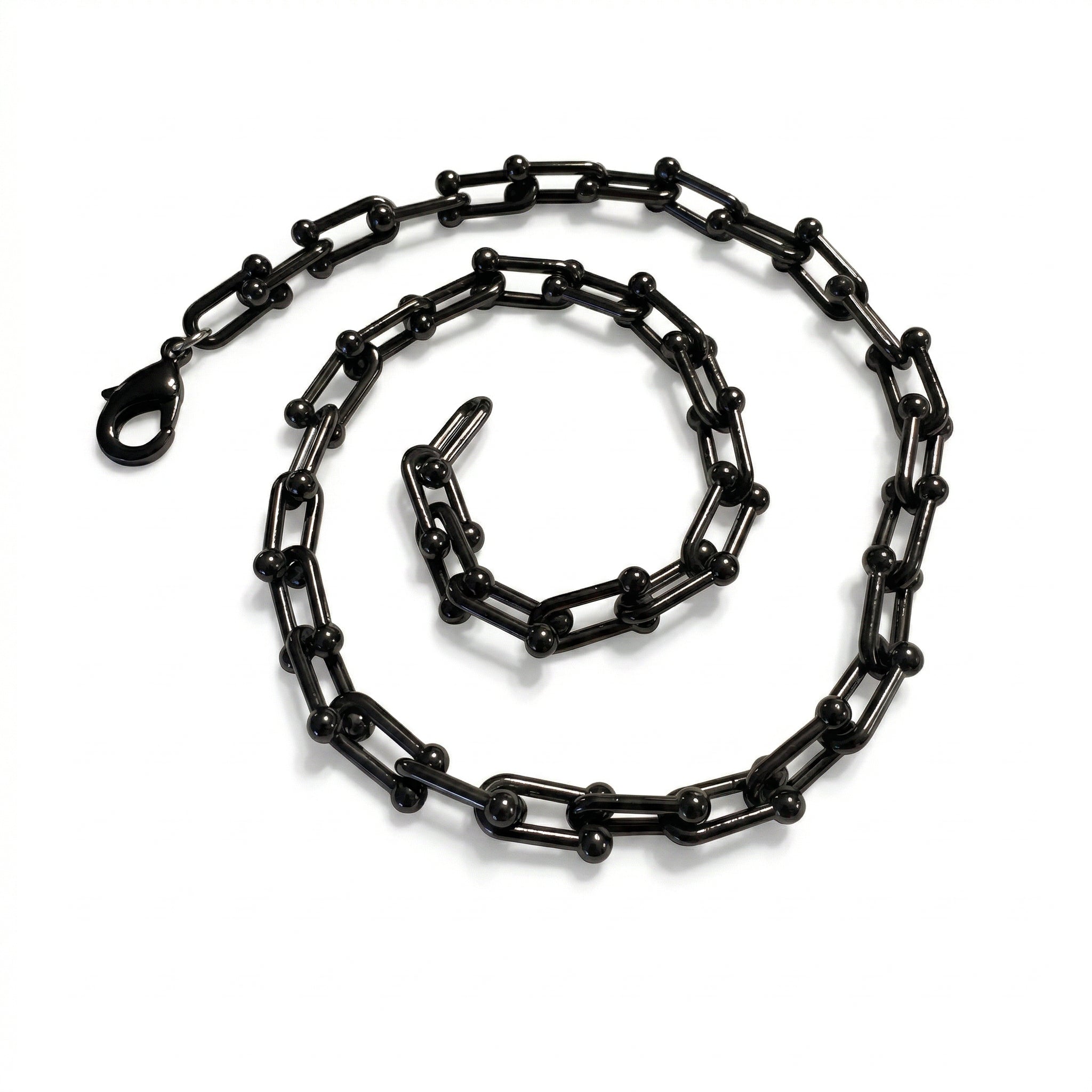 Noir Élan Adjustable Rhodium Link Necklace