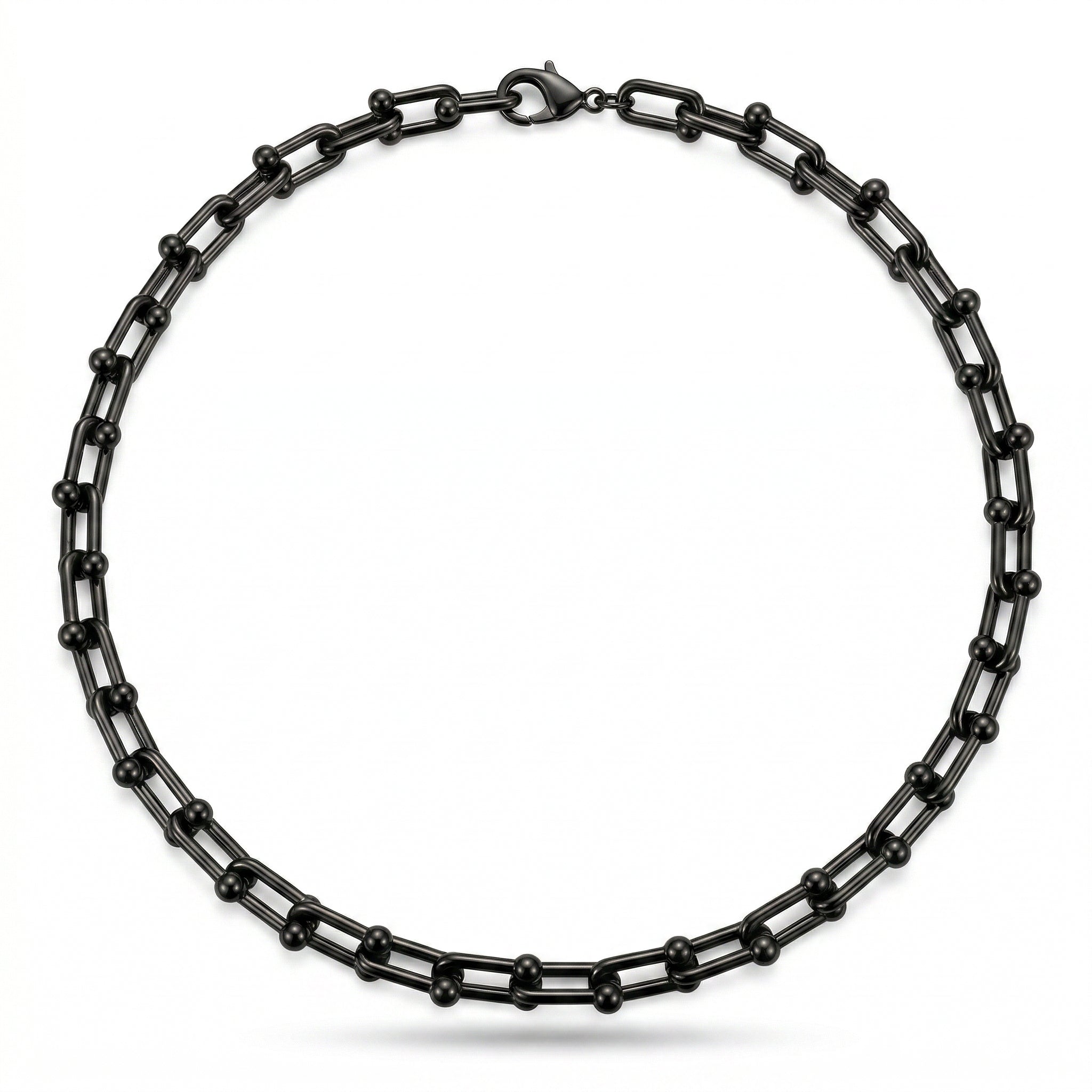 Noir Élan Adjustable Rhodium Link Necklace