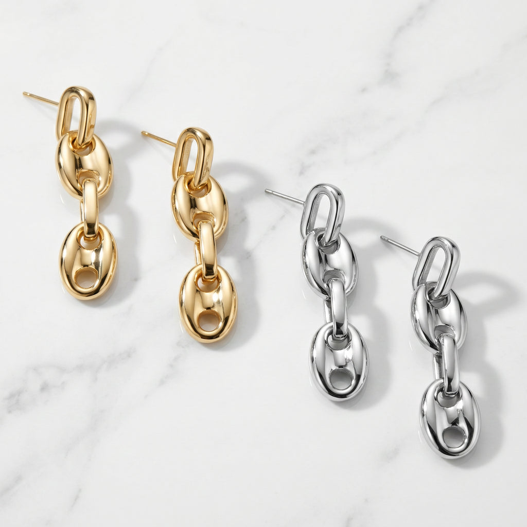 Café Link Drop Earrings