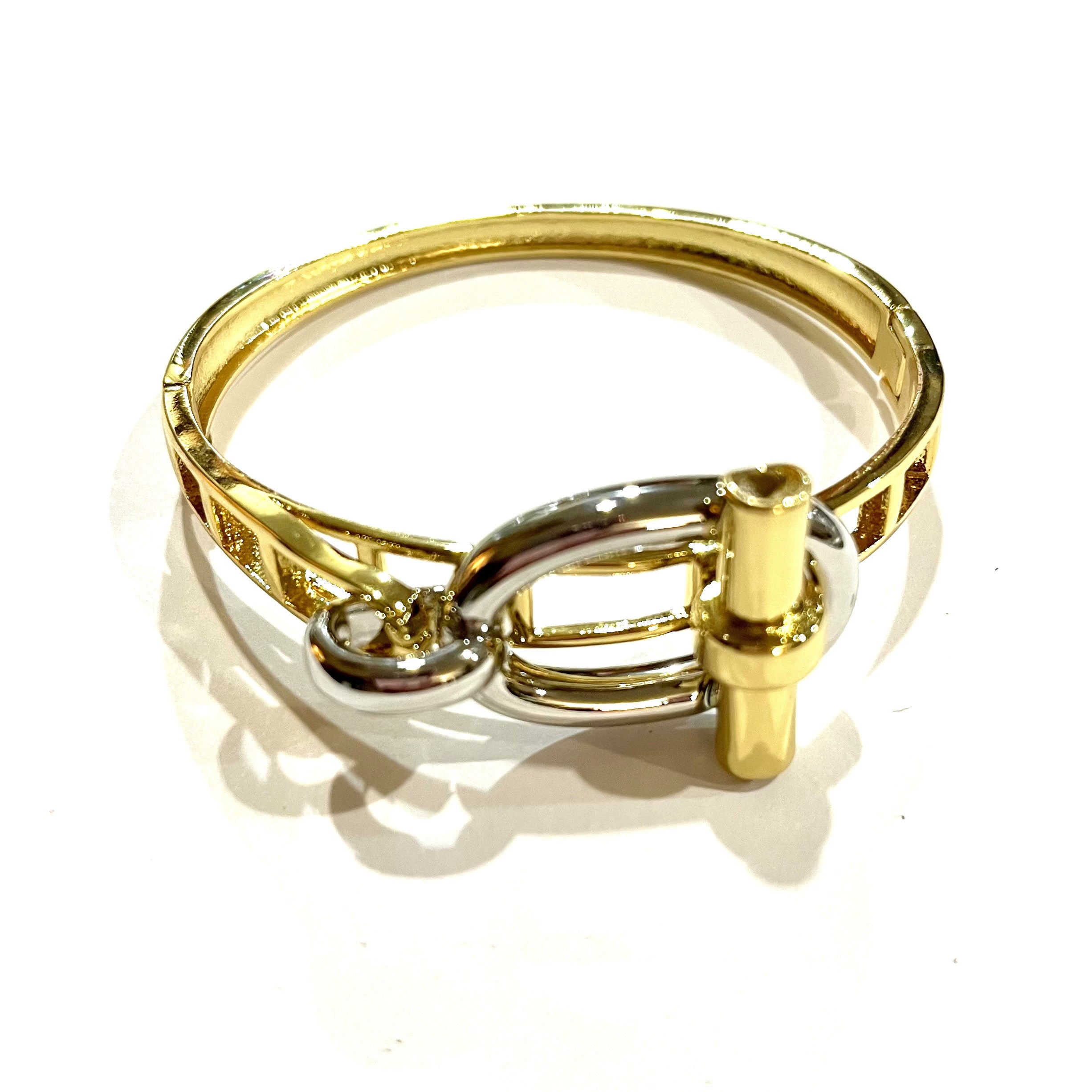 Buckle Gold and Silver Toned Bangle