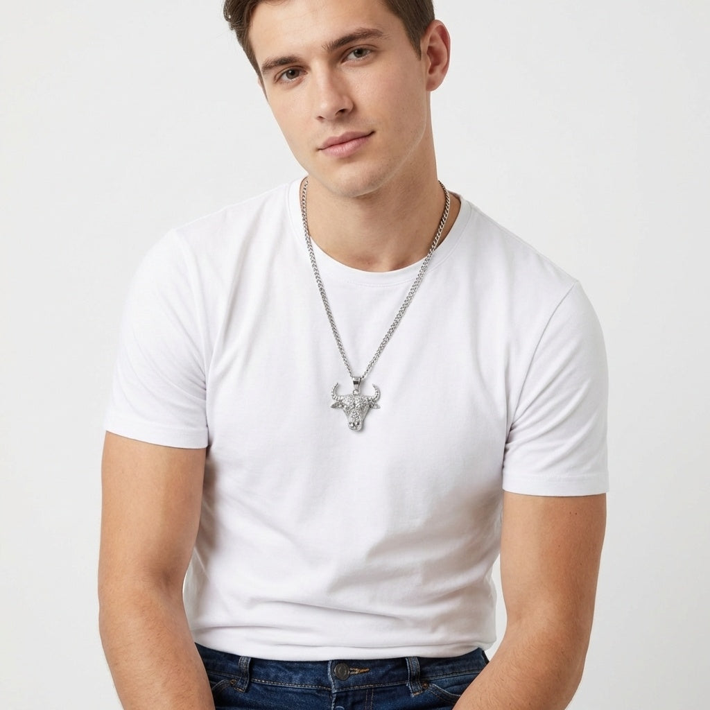 Longhorn Bull Crystal Necklace