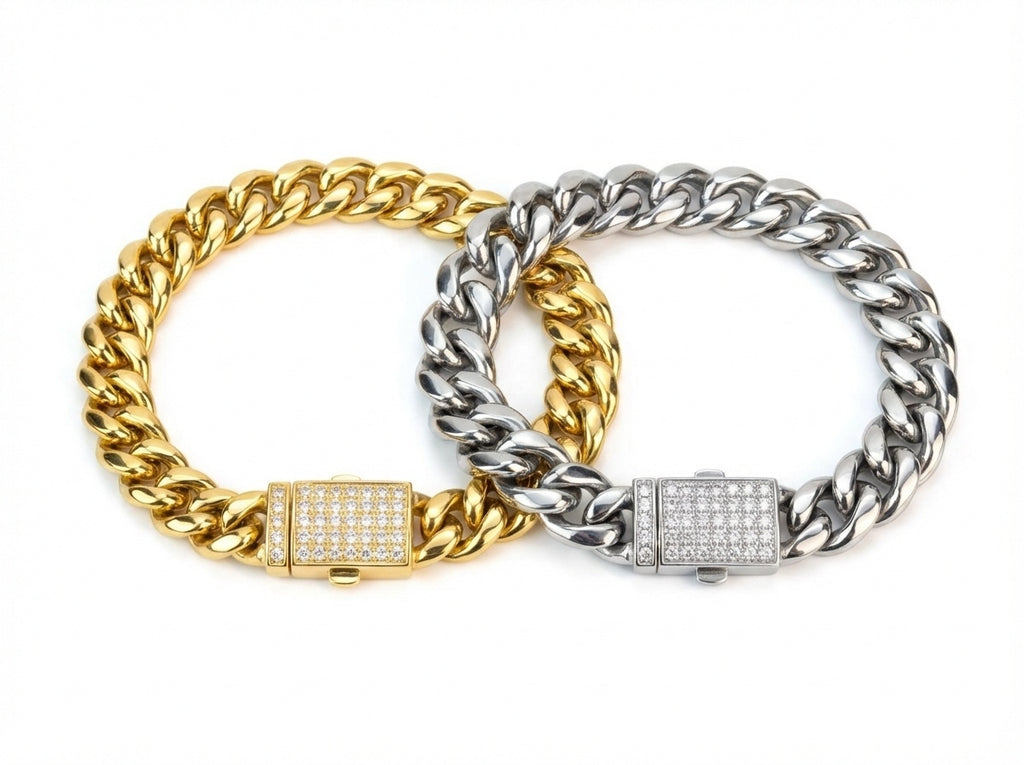 Luxe Cuban Link Bracelet with Simulated Diamond Clasp