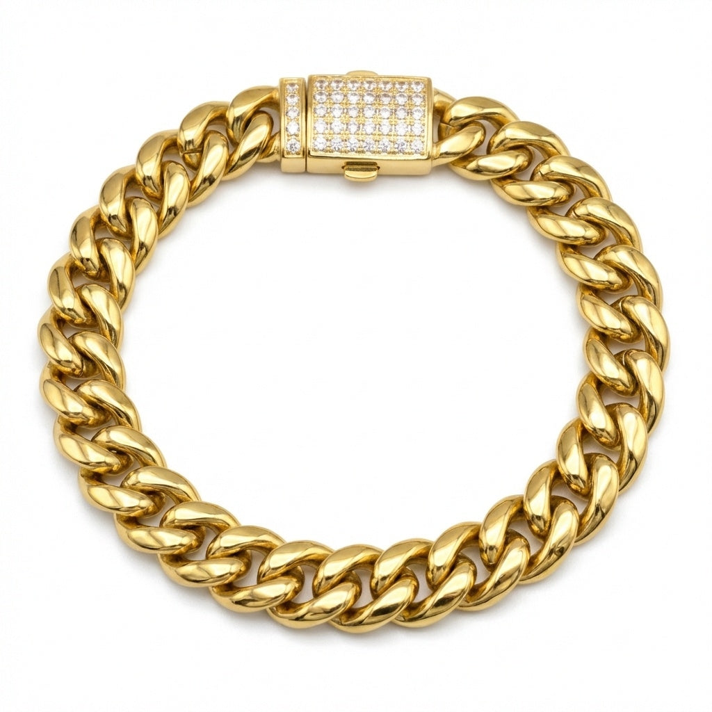 Luxe Cuban Link Bracelet with Simulated Diamond Clasp