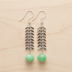 Chrysoprase & Fishbone Chain Drop Earrings