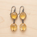 Citrine & Oxidized Silver Double Drop Earrings