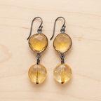 Citrine & Oxidized Silver Double Drop Earrings