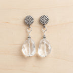 Clear Quartz Crystal Nugget Drop Earrings