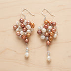 Copper & Cream Pearl Bouquet Drop Earrings