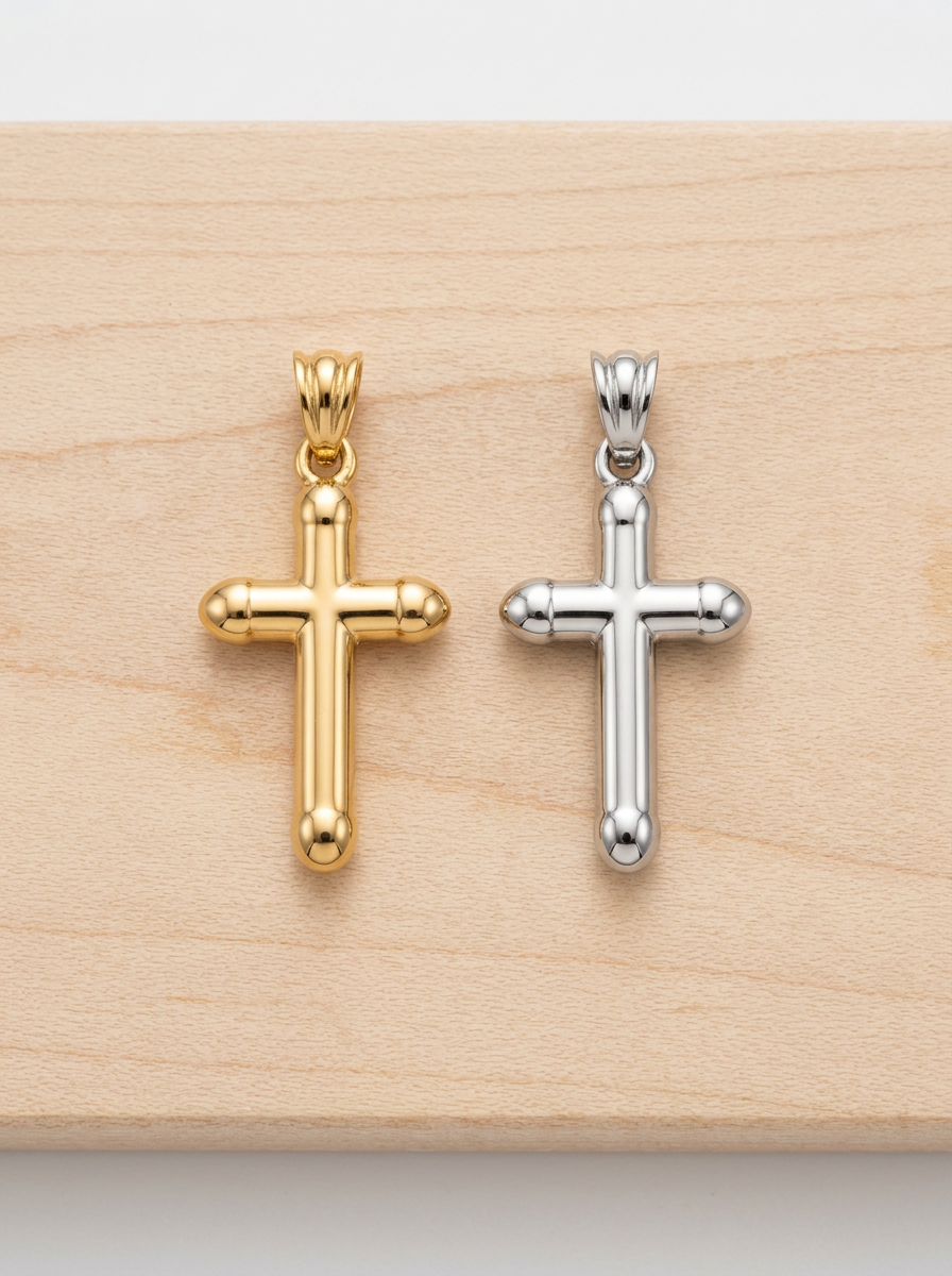 Gloria Puffed Tubular Cross Pendant