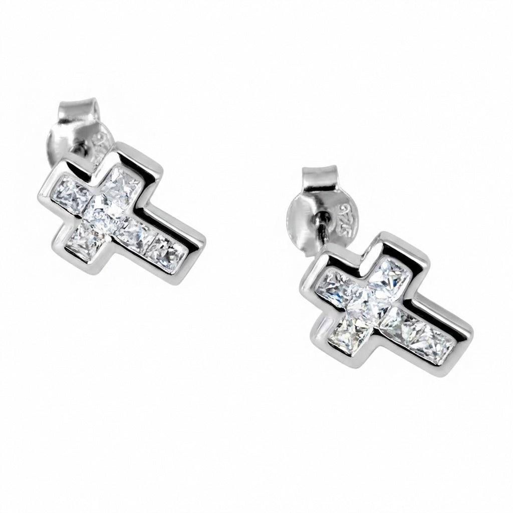 Divine Sparkle Cross Earrings