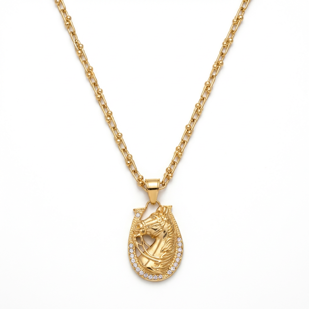 Lucky Horse Horseshoe Pendant Necklace