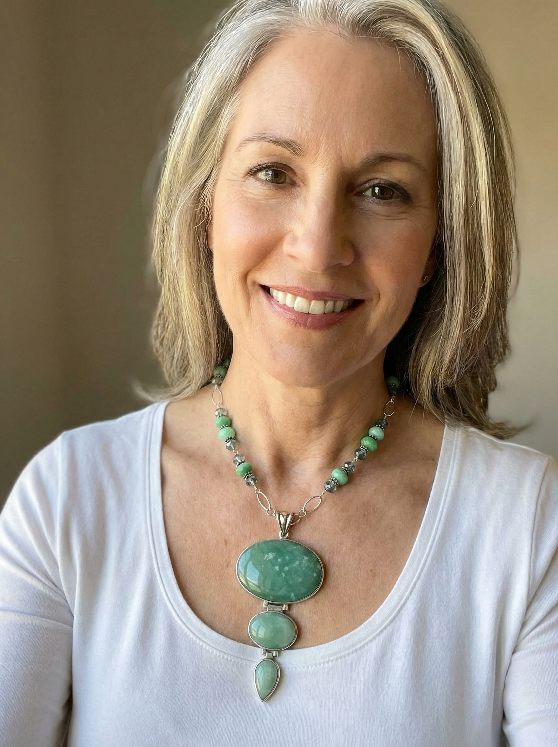 Garden of Eden Chrysoprase Triple-Stone Necklace