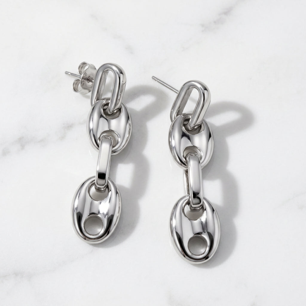 Café Link Drop Earrings