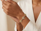 Mixed Metal Four Leaf Clover Bracelet