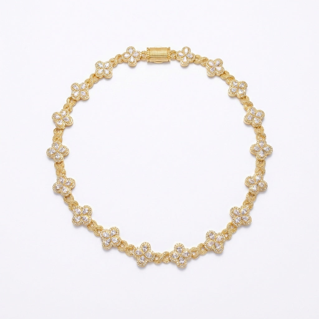 Golden Blossom Cluster Necklace