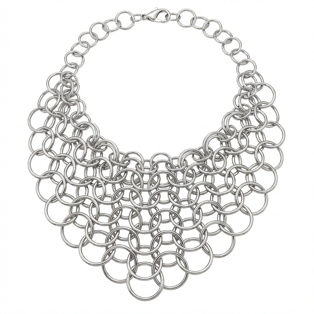 Vintage Chainmail Cascade Statement Necklace
