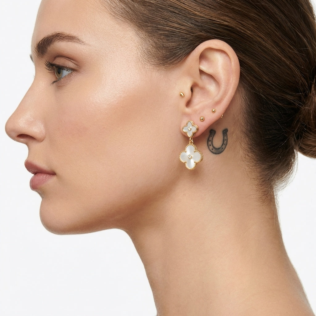Mother of Pearl Flower Drop Earrings