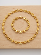 Marina Puffed Mariner Link Necklace | Stainless Steel & 20K Gold Plated Stainless Steel