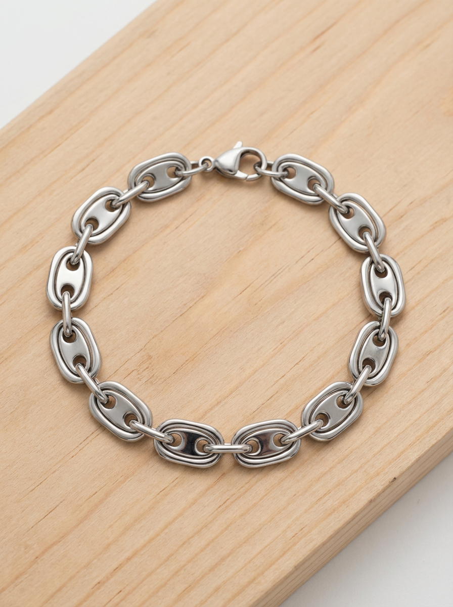 Marina Puffed Mariner Link Bracelet | Stainless Steel & 20K Gold Plated Stainless Steel